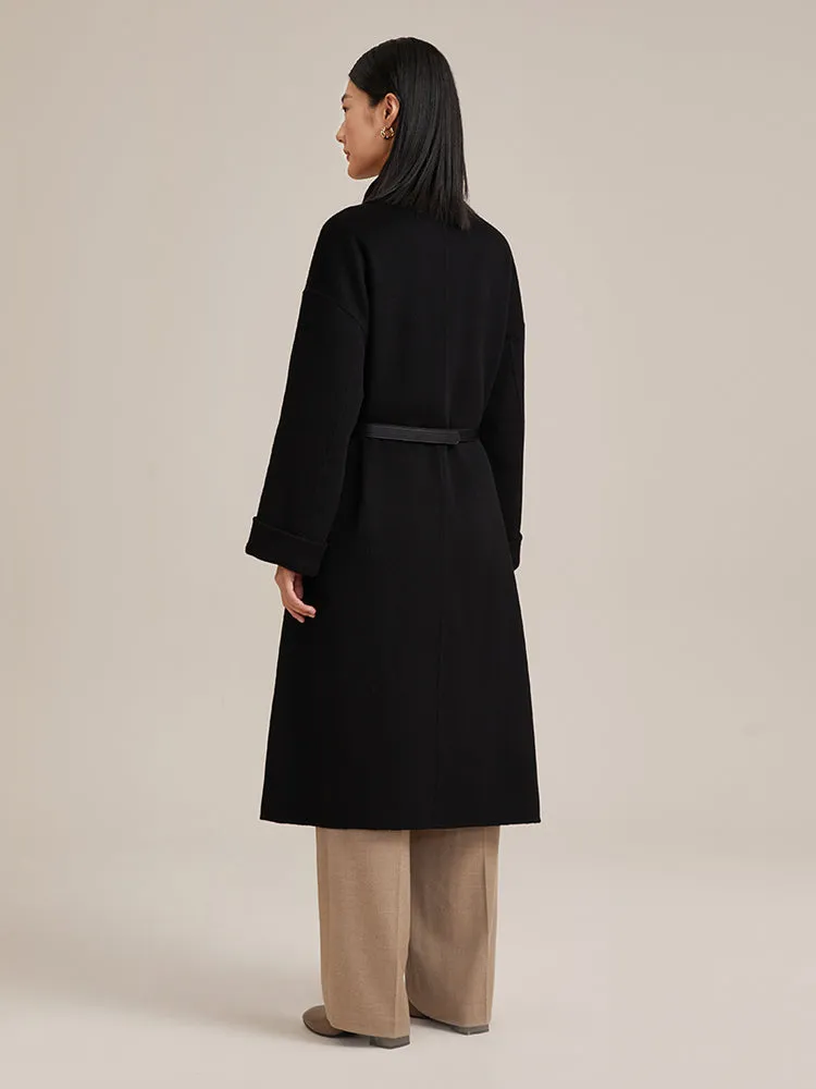 100% Cashmere Wrapped Black Coat