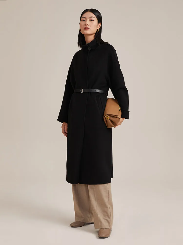 100% Cashmere Wrapped Black Coat