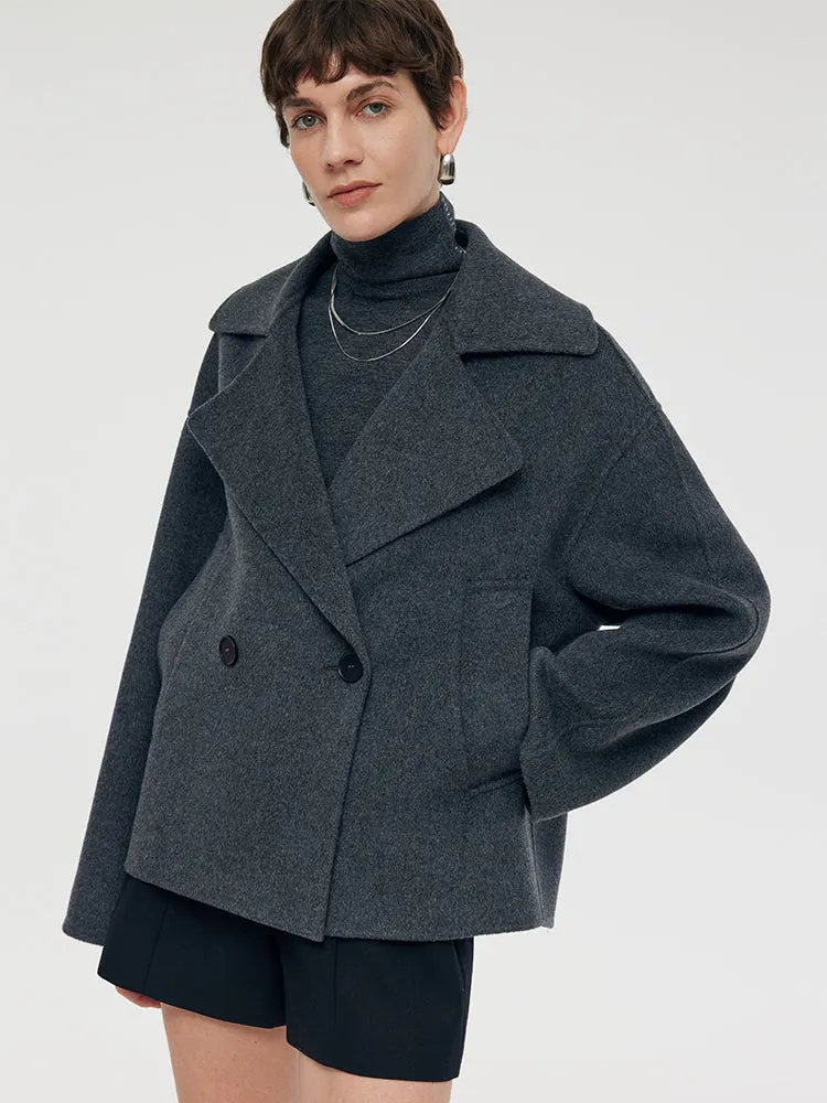 100% Wool Lapel Unisex Short Coat