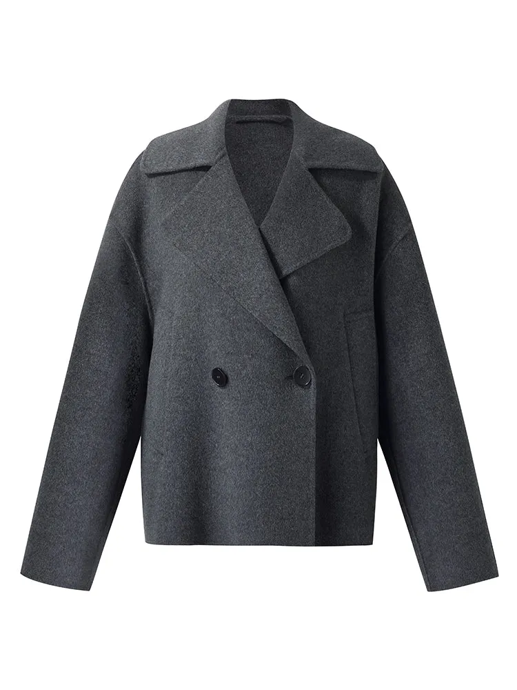 100% Wool Lapel Unisex Short Coat