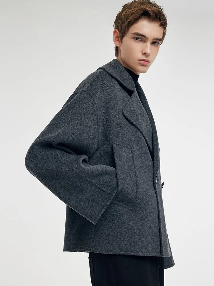 100% Wool Lapel Unisex Short Coat