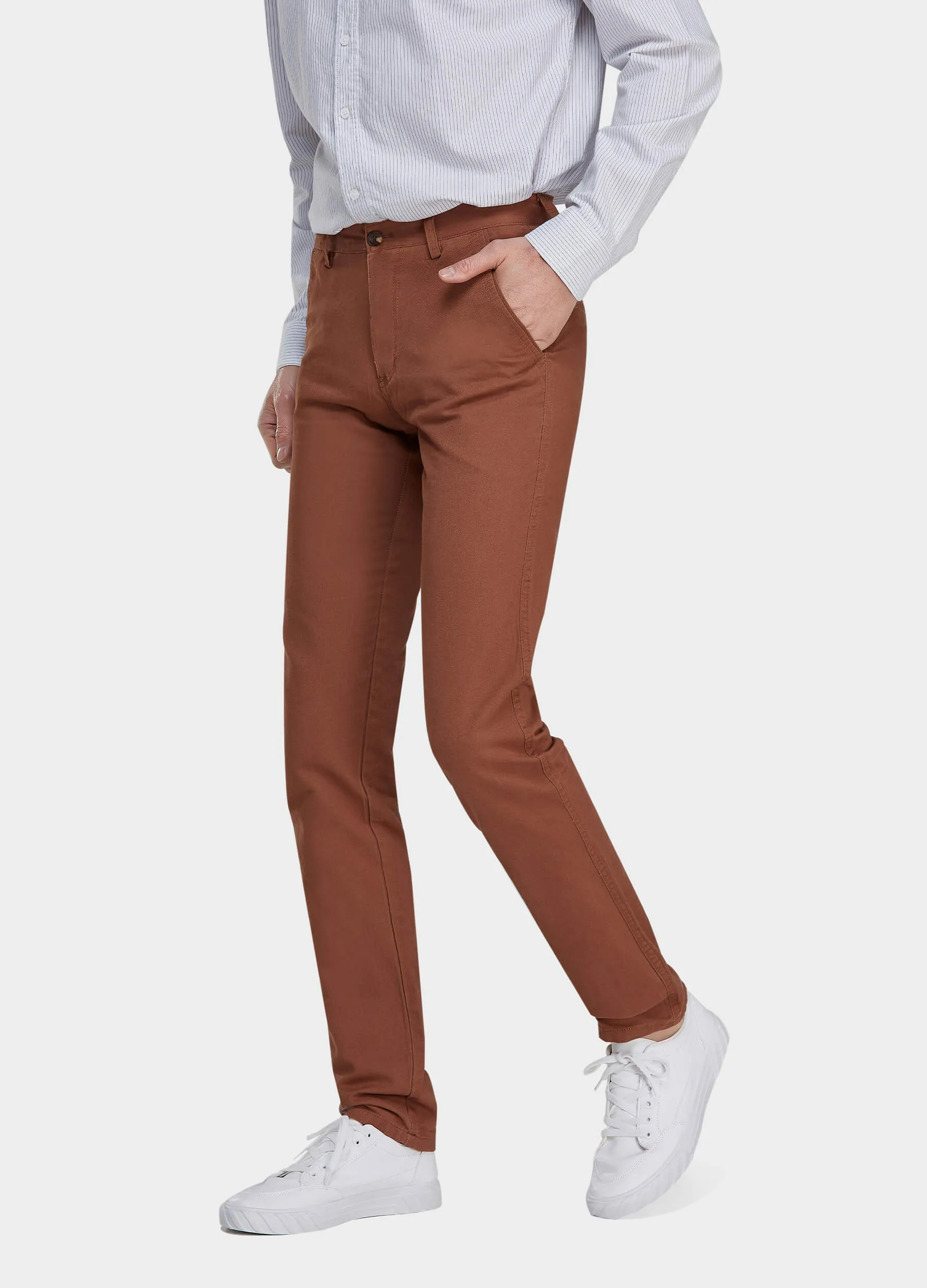 1PA1 Men's 100% Cotton Chino Straight Leg Zip Fly Slant Pocket Casual Trousers (Clearance)