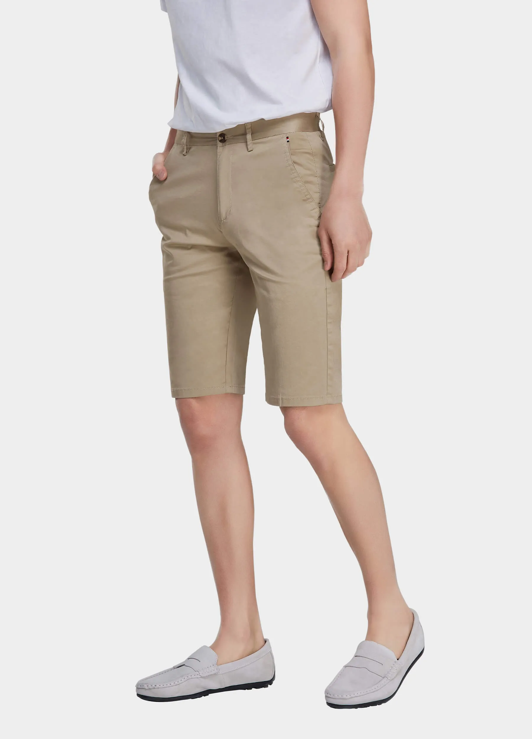 1PA1 Men's Flat Front Cotton Shorts with Slant Pocket Slim Fit(Clearance)