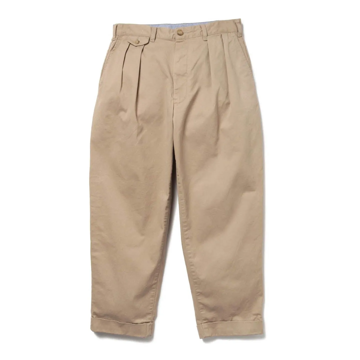 2 Pleats Twill Trousers - Khaki