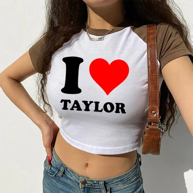 2000s Y2k 1989 Custom Crop Top I Love Taylor Grunge Crop Top