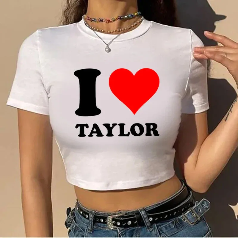 2000s Y2k 1989 Custom Crop Top I Love Taylor Grunge Crop Top