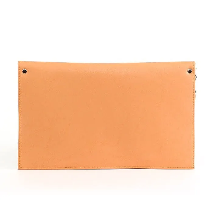 6024(BK) Seersucker Leather Top Envelope Clutch for Monogram