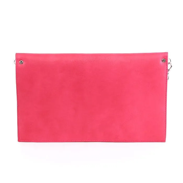 6024(BK) Seersucker Leather Top Envelope Clutch for Monogram