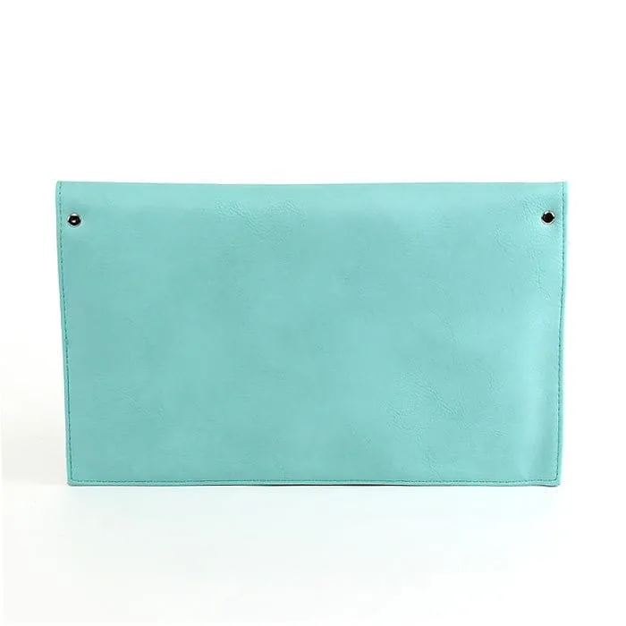 6024(BK) Seersucker Leather Top Envelope Clutch for Monogram