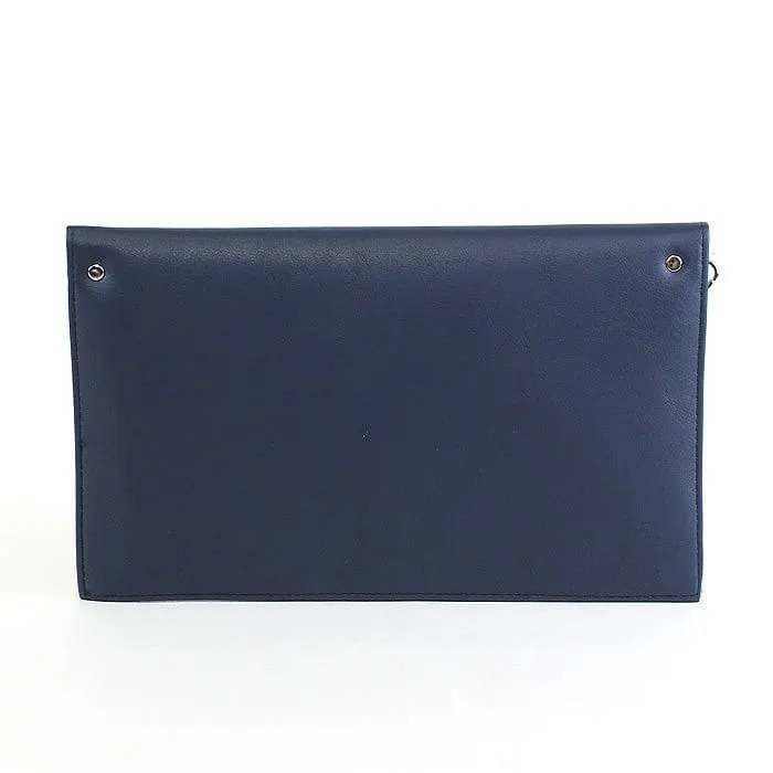 6024(BK) Seersucker Leather Top Envelope Clutch for Monogram