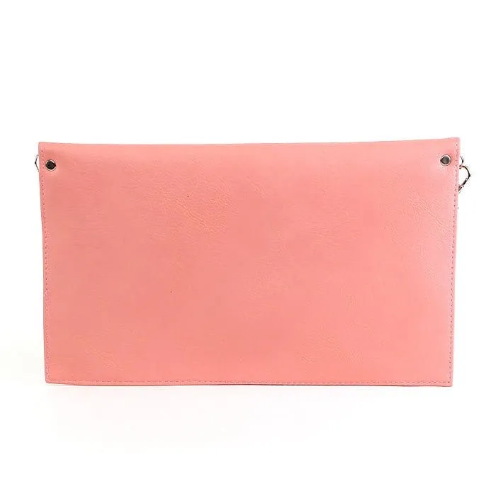 6024(BK) Seersucker Leather Top Envelope Clutch for Monogram