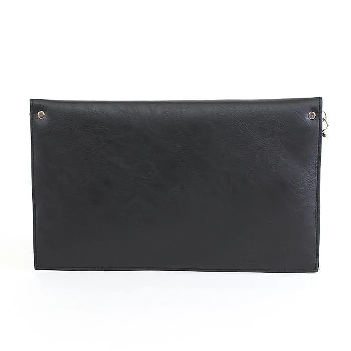 6024(BK) Seersucker Leather Top Envelope Clutch for Monogram