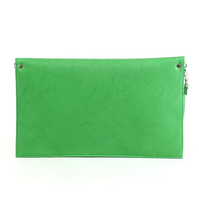 6024(BK) Seersucker Leather Top Envelope Clutch for Monogram