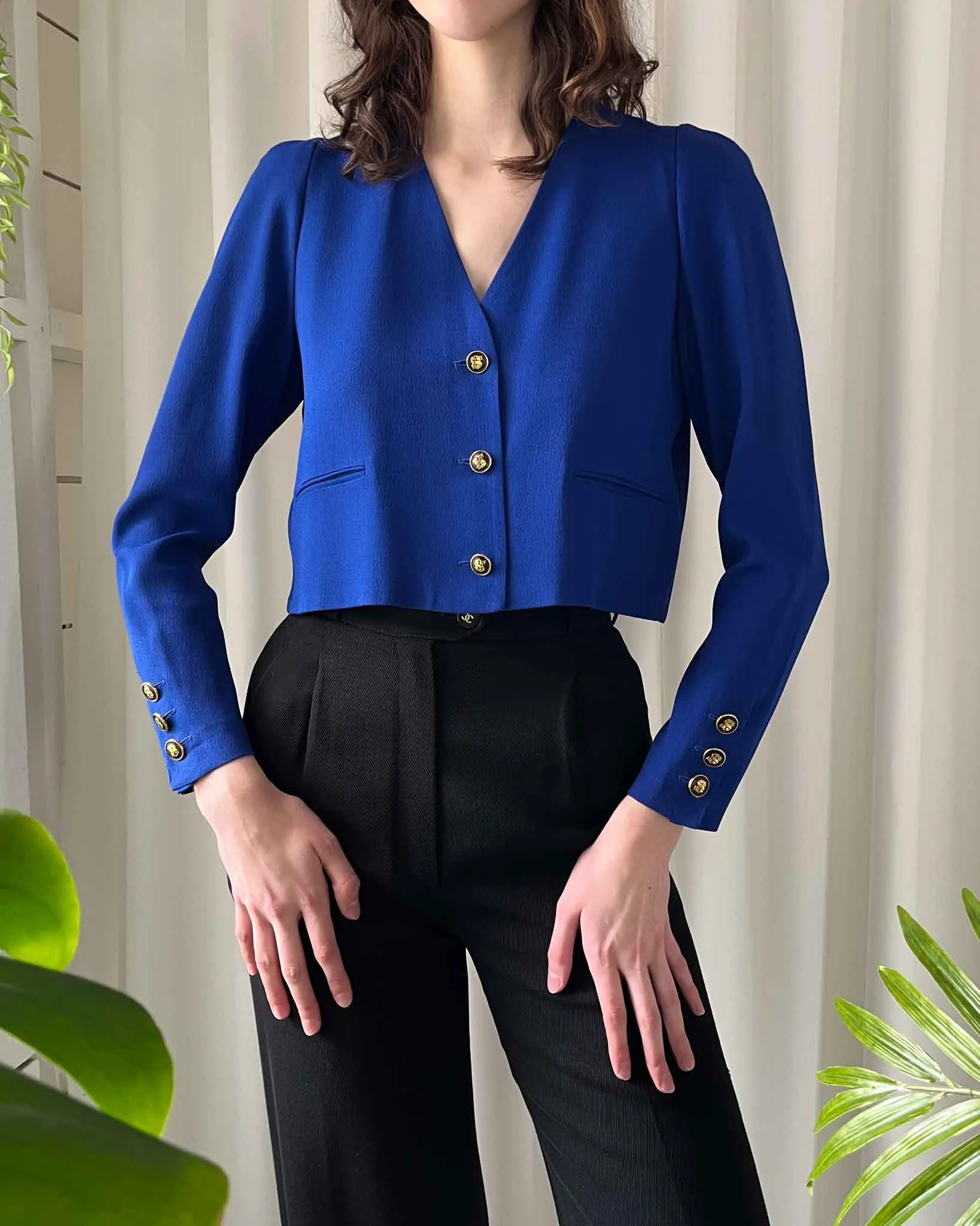 80s Sonia Rykiel Cropped Cobalt Jacket | S - M