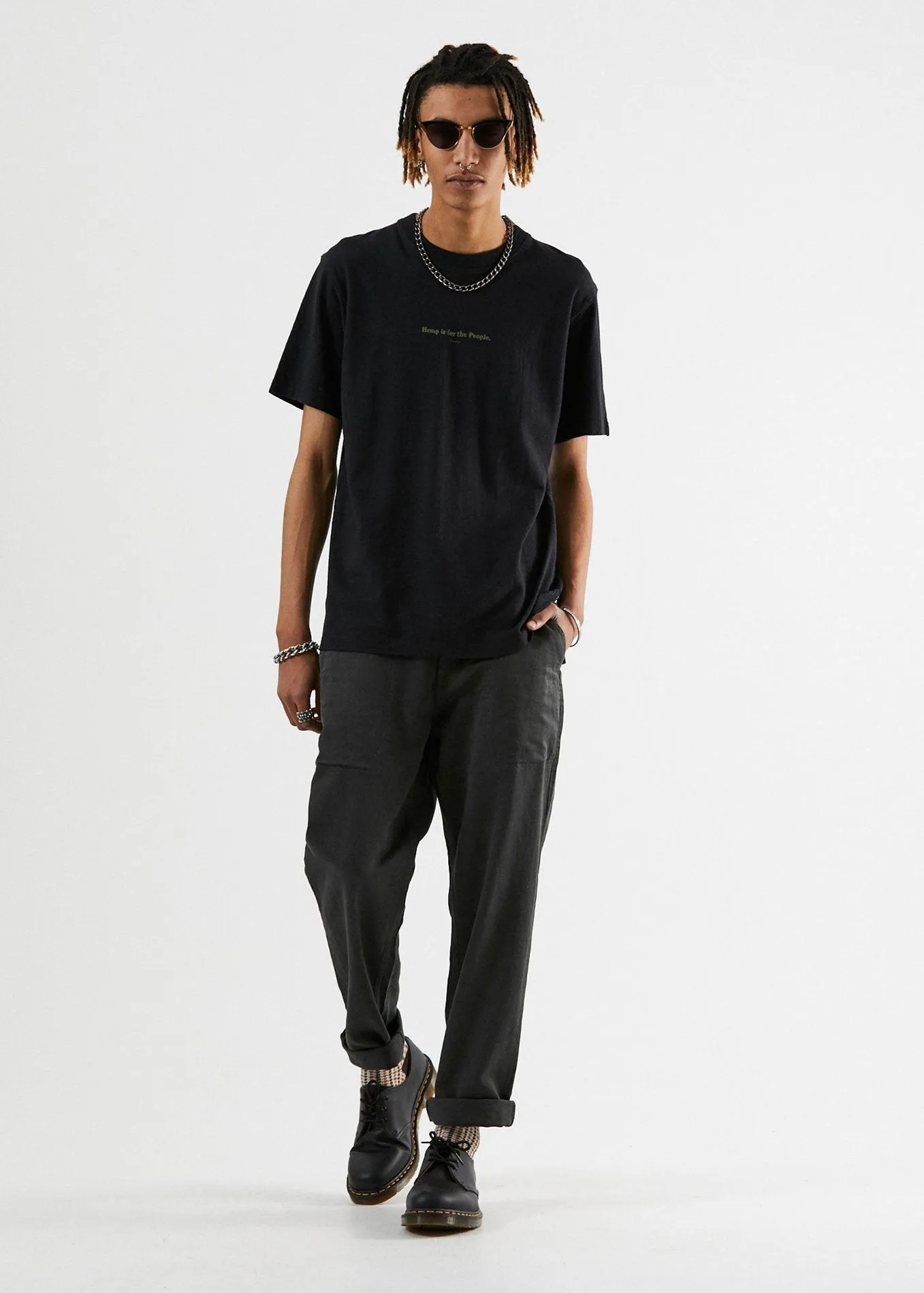 Afends Mens Ninety Twos - Hemp Relaxed Fit Chino Pant - Black