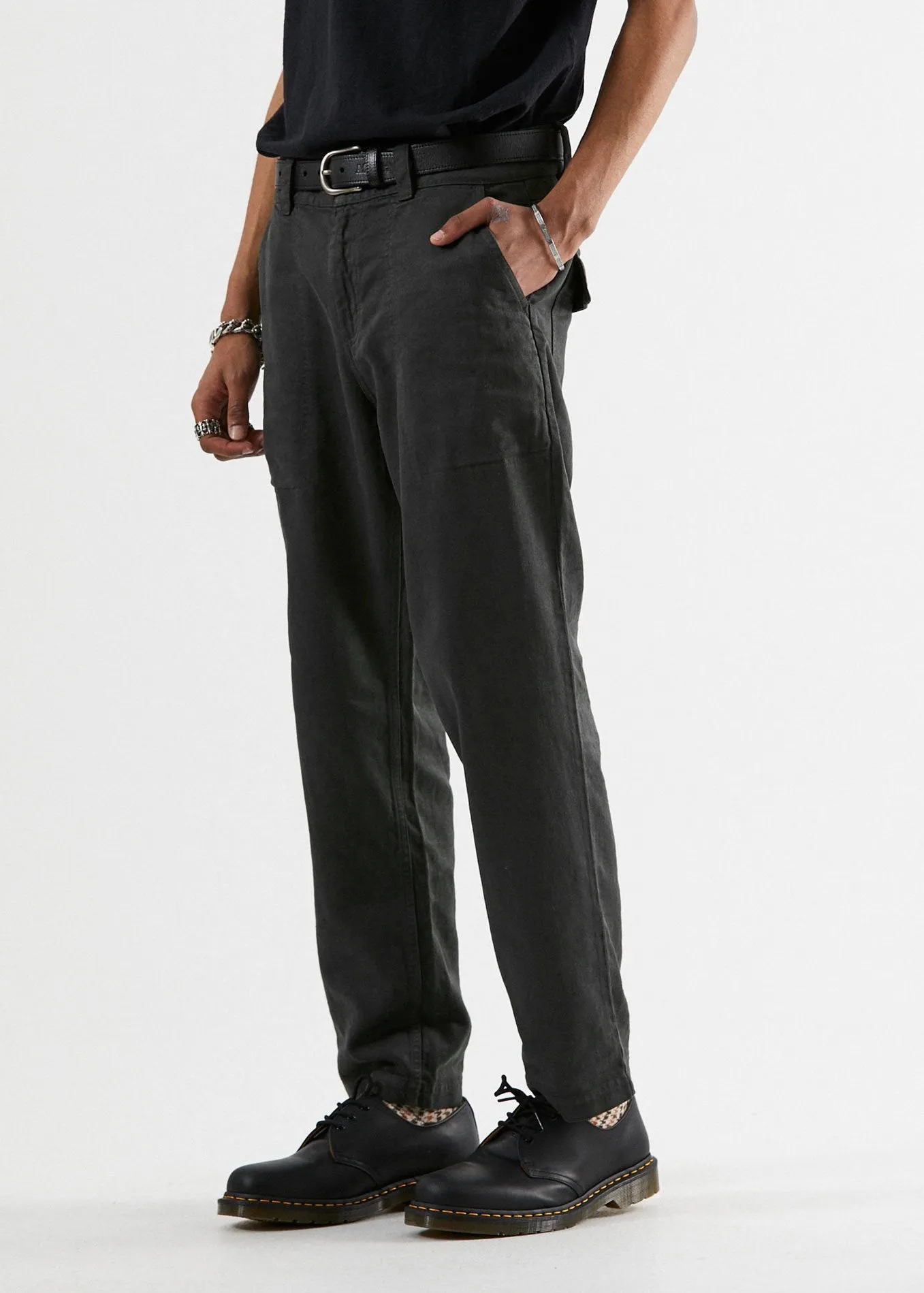 Afends Mens Ninety Twos - Hemp Relaxed Fit Chino Pant - Black