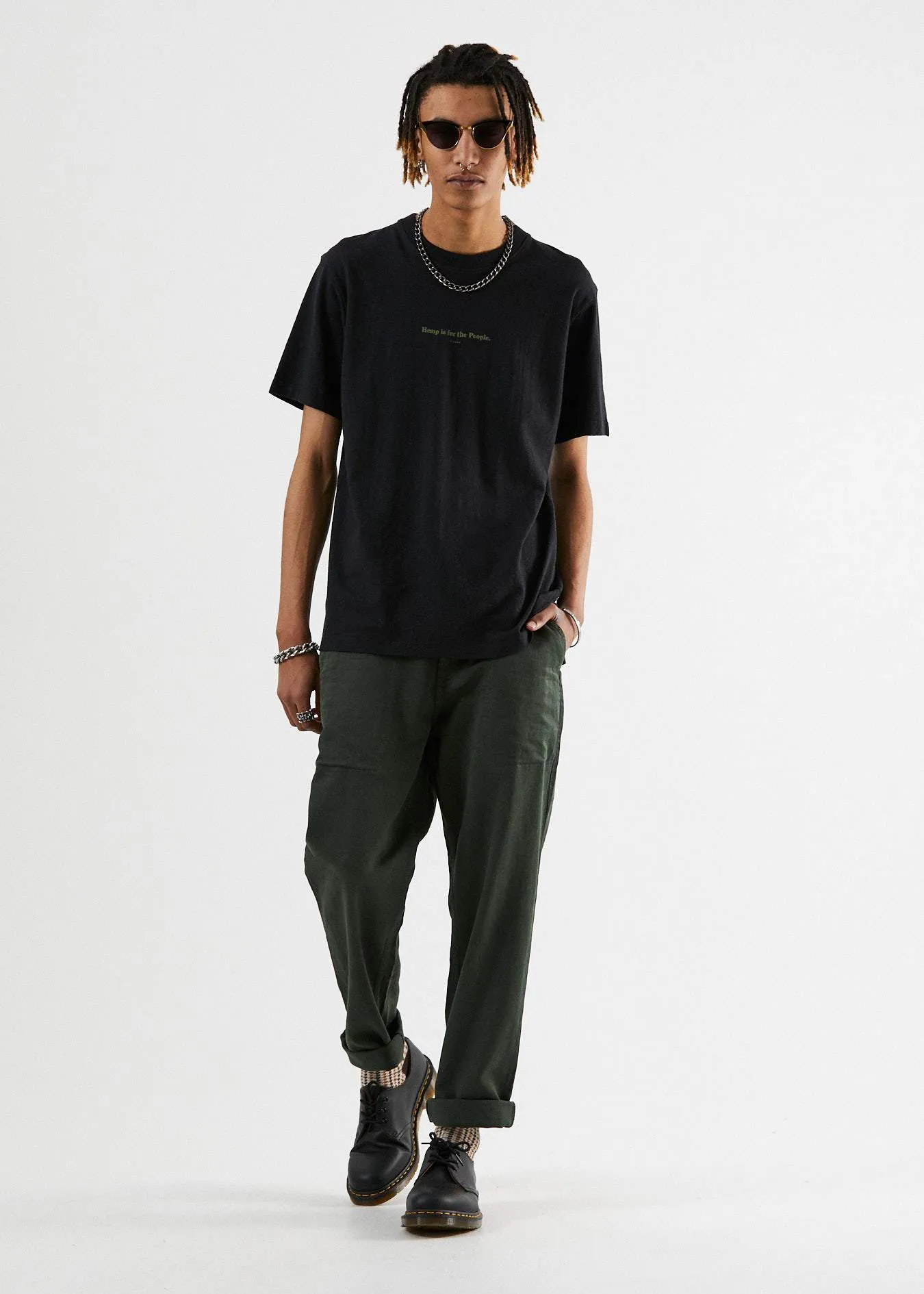 Afends Mens Ninety Twos - Hemp Relaxed Fit Chino Pant - Military