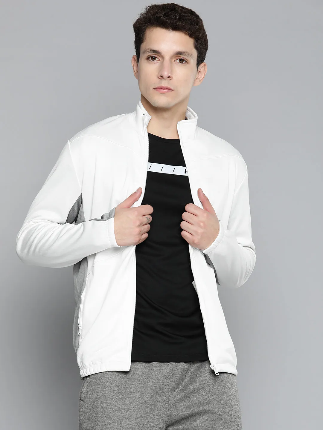 Alcis Men White Solid Running Sporty Jacket