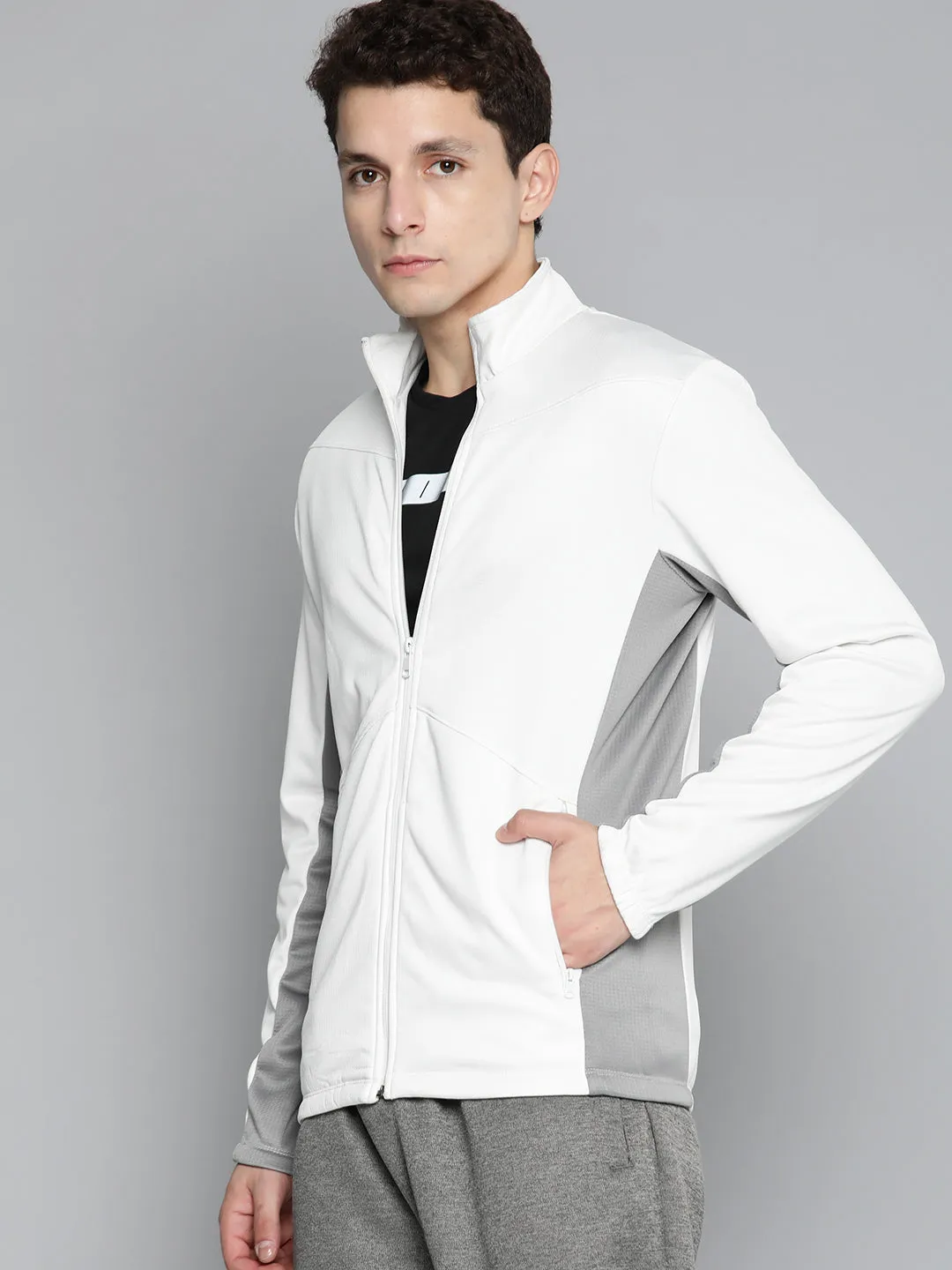 Alcis Men White Solid Running Sporty Jacket