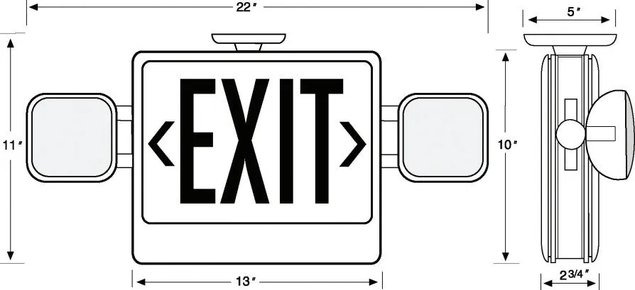 All LED Exit & Emergency Thermoplastic Combo, Red Letters