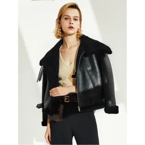 Alma Leather & Sheepskin Crop Jacket