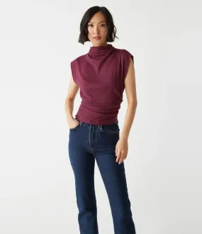 Amara Mock Neck Top in Beetroot