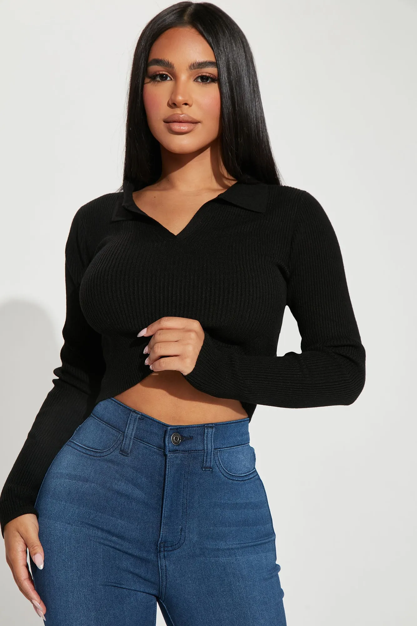 Amber Crop Sweater - Black