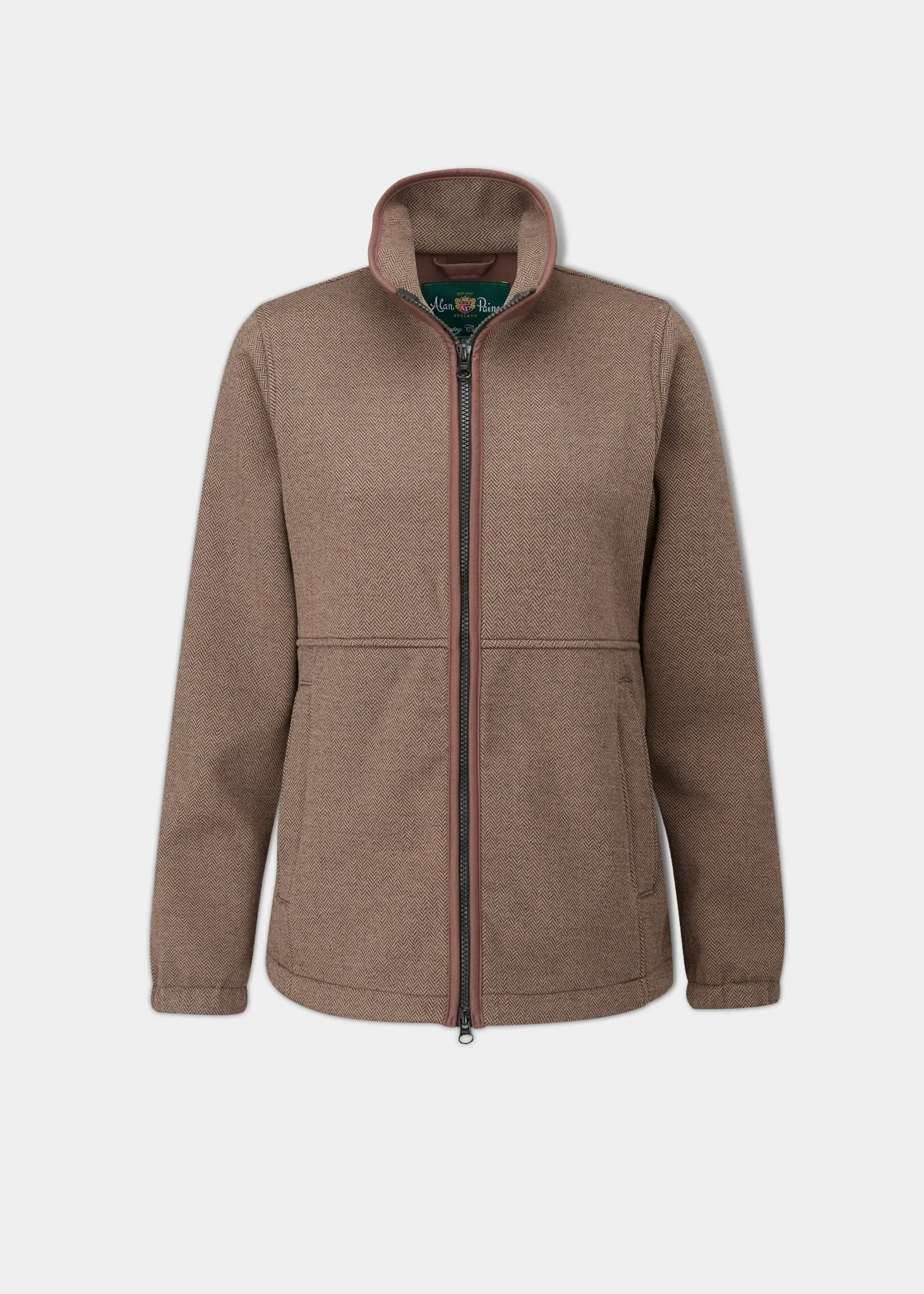 Aylsham Ladies Fleece Jacket In Brown Herringbone - Regular Fit