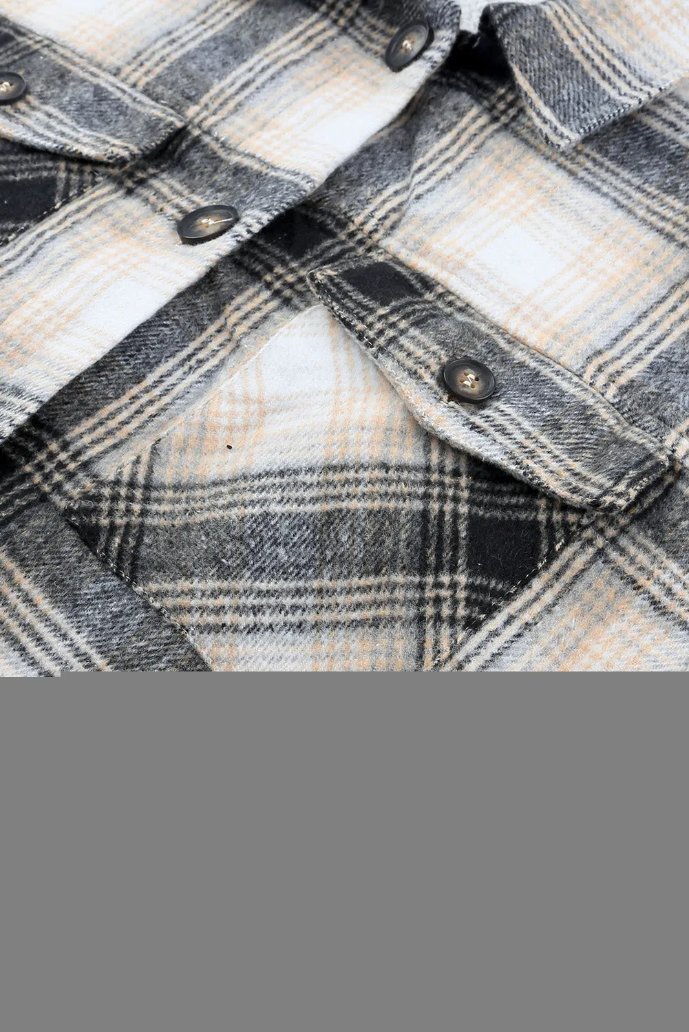 Black Vintage Plaid Fleece Lining Jacket