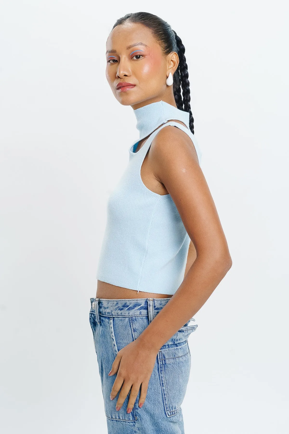 Blue Crop Tank Top