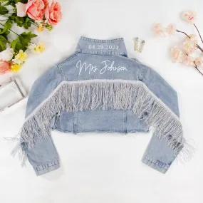 (Blue Fringe) Bridal Denim Jacket