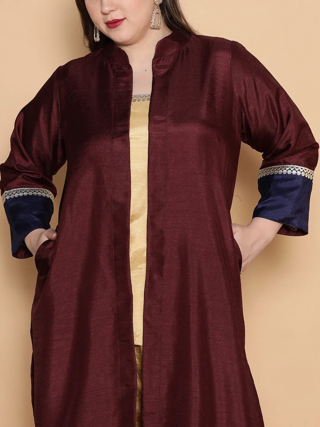 Burgundy Silk Ethnic Jacket