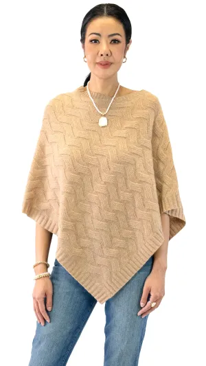 Cable Poncho - Camel