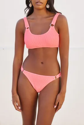 Calor Crinkle Bikini Crop Top Pink