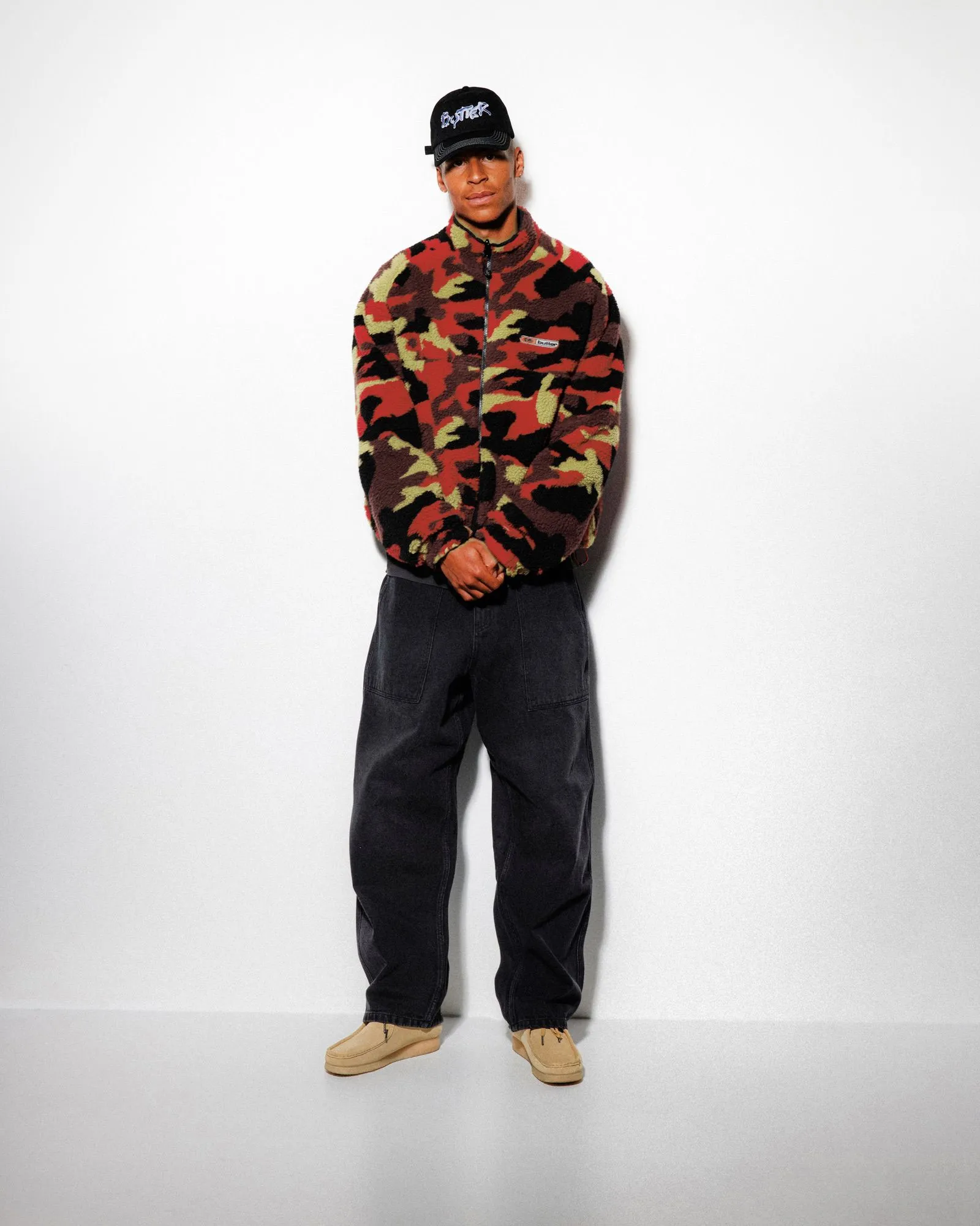 Camo Sherpa Jacket, Red