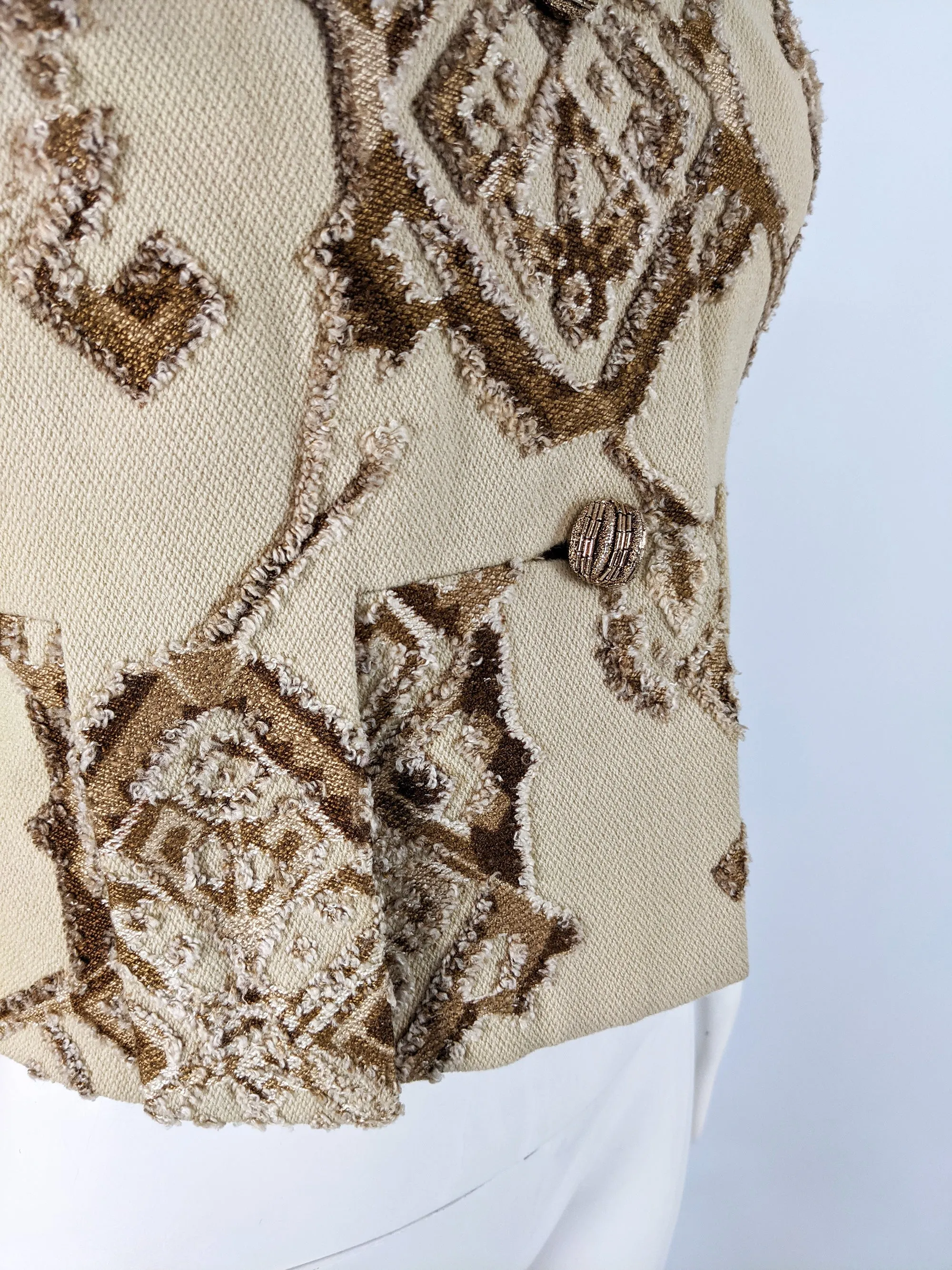 Carven Vintage Cream Wool Brocade Tapestry Jacket, 1960s