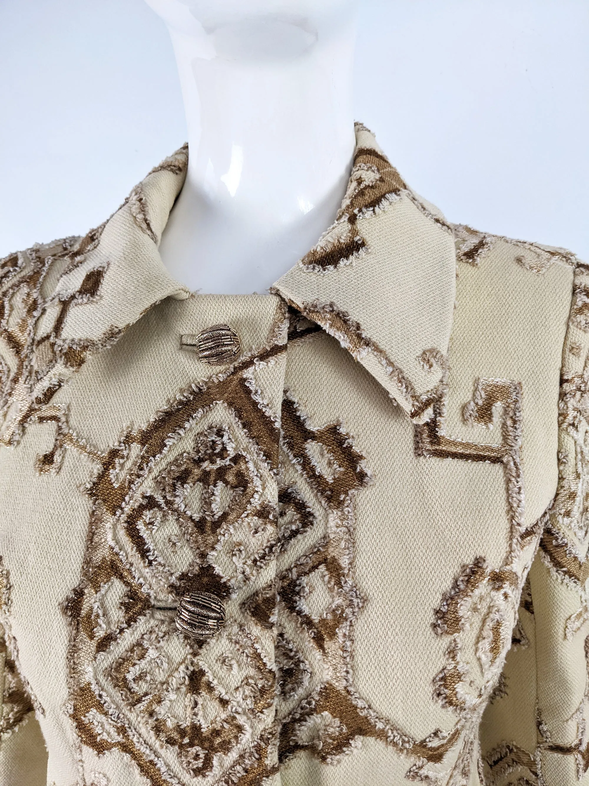 Carven Vintage Cream Wool Brocade Tapestry Jacket, 1960s