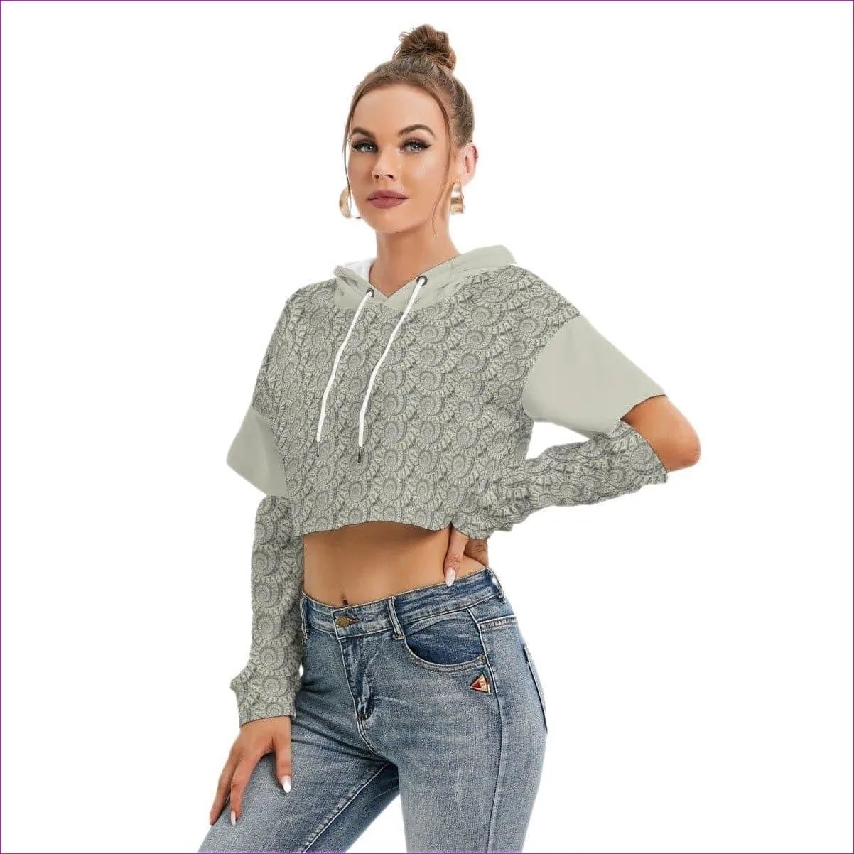 Cash Womens Cropped Hoodie With Hollow Out Sleeve