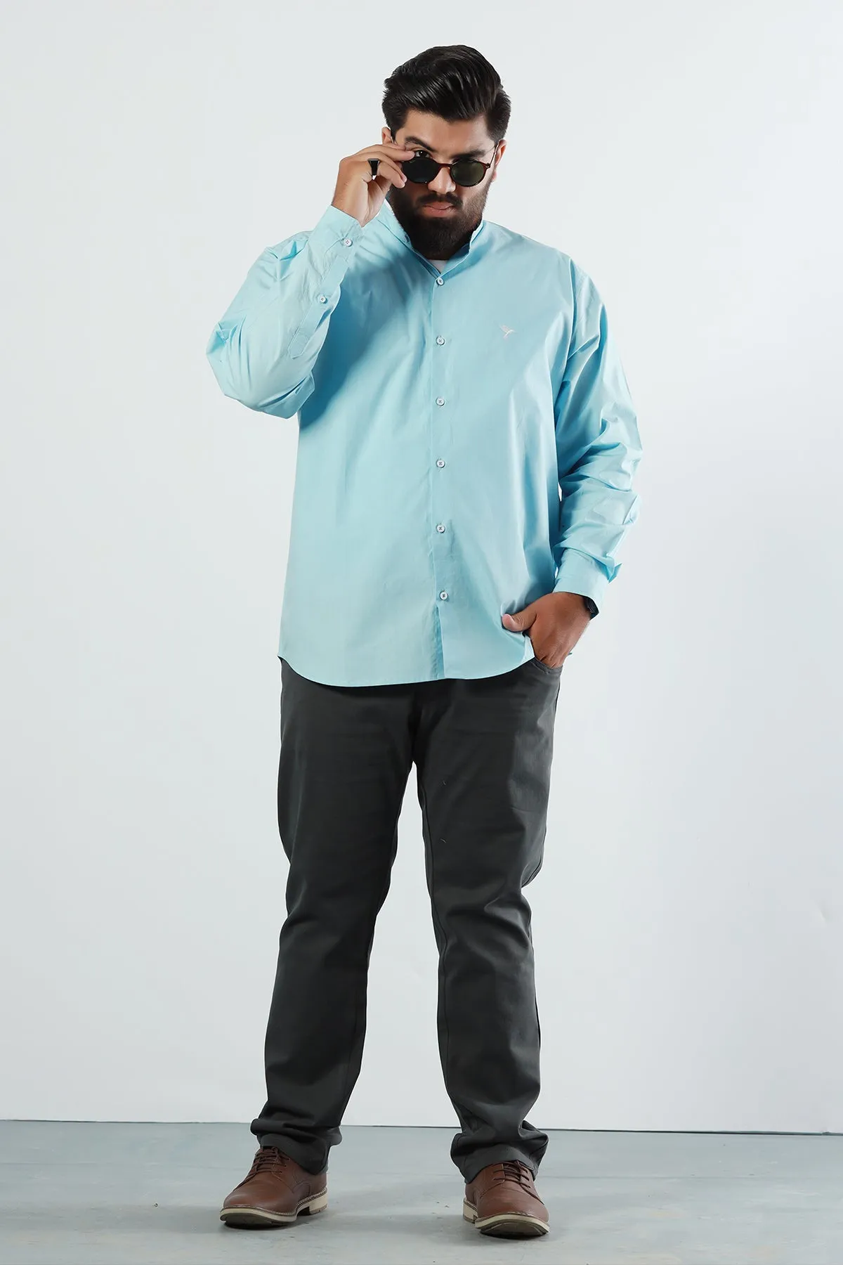 Celestial Blue Poplin Shirt (Plus Size) - P22 - MS0007P