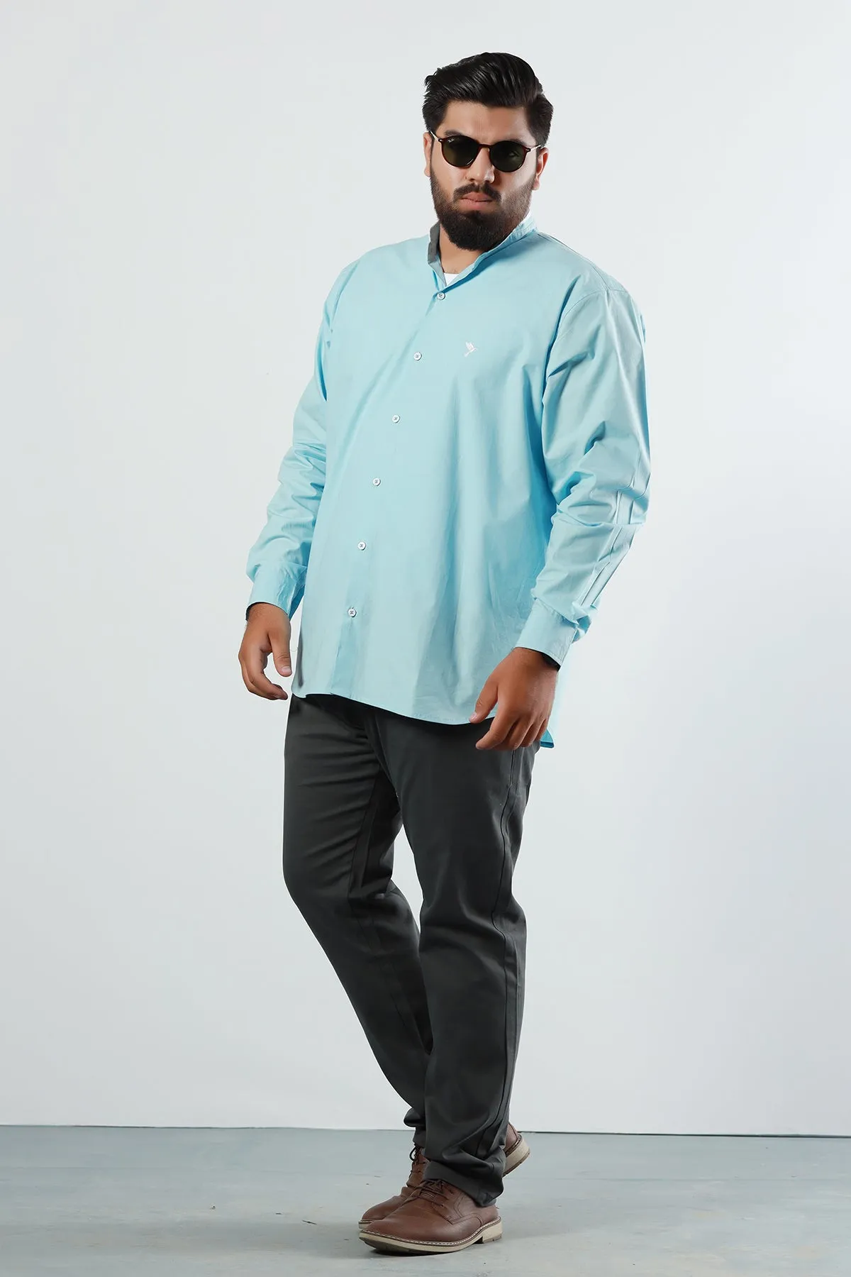 Celestial Blue Poplin Shirt (Plus Size) - P22 - MS0007P