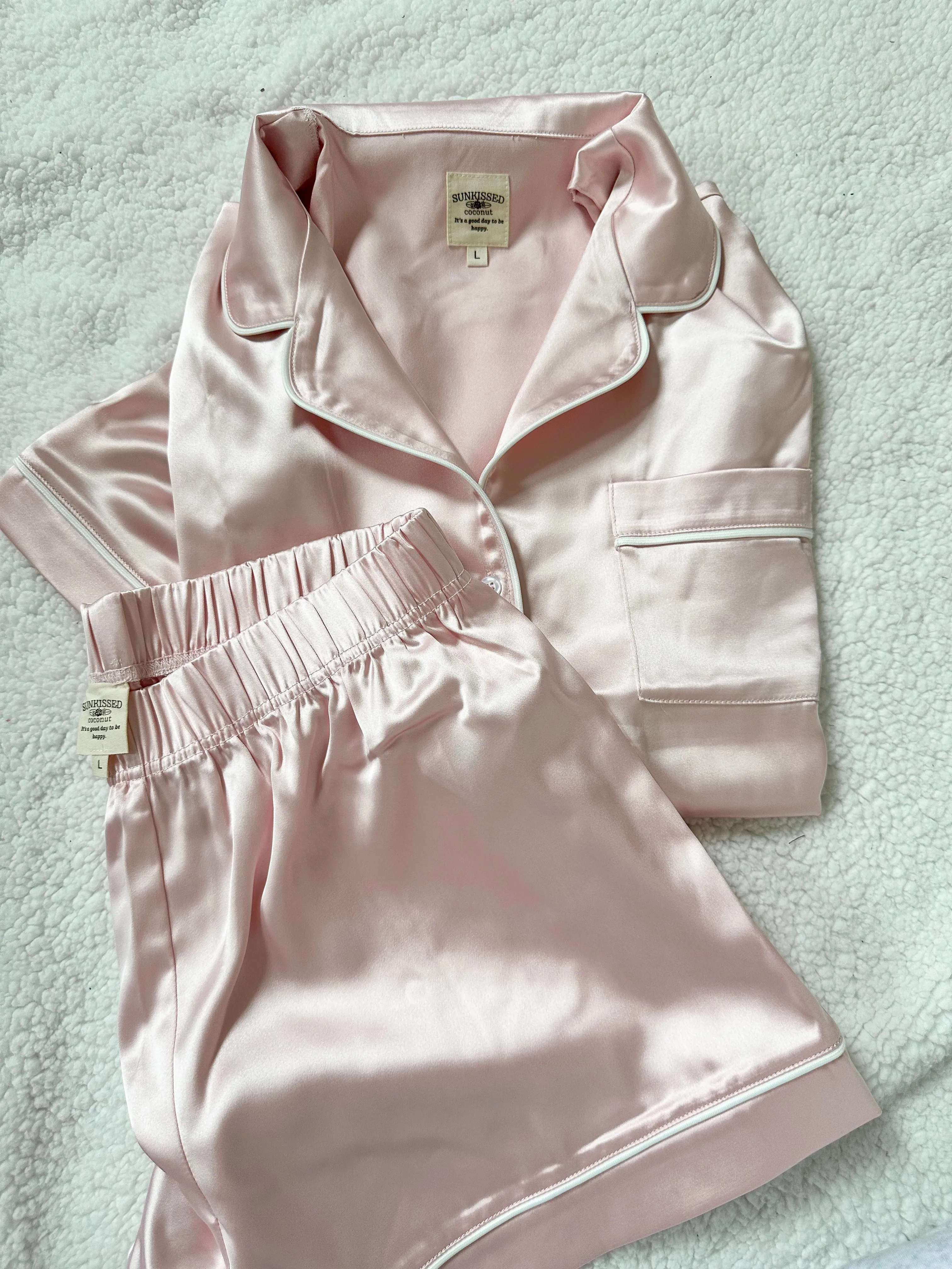 Champagne Pink Short Sleeve Pajama Top