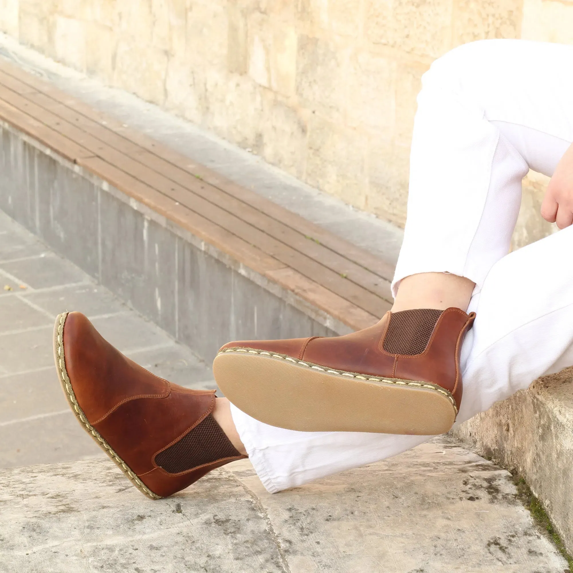 Chelsea Barefoot Boots Brown Handmade Women's