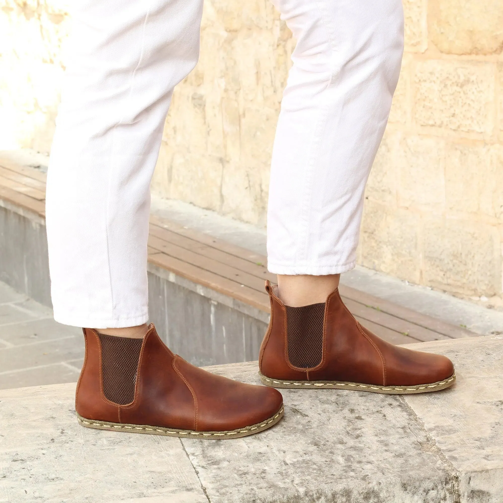 Chelsea Barefoot Boots Brown Handmade Women's