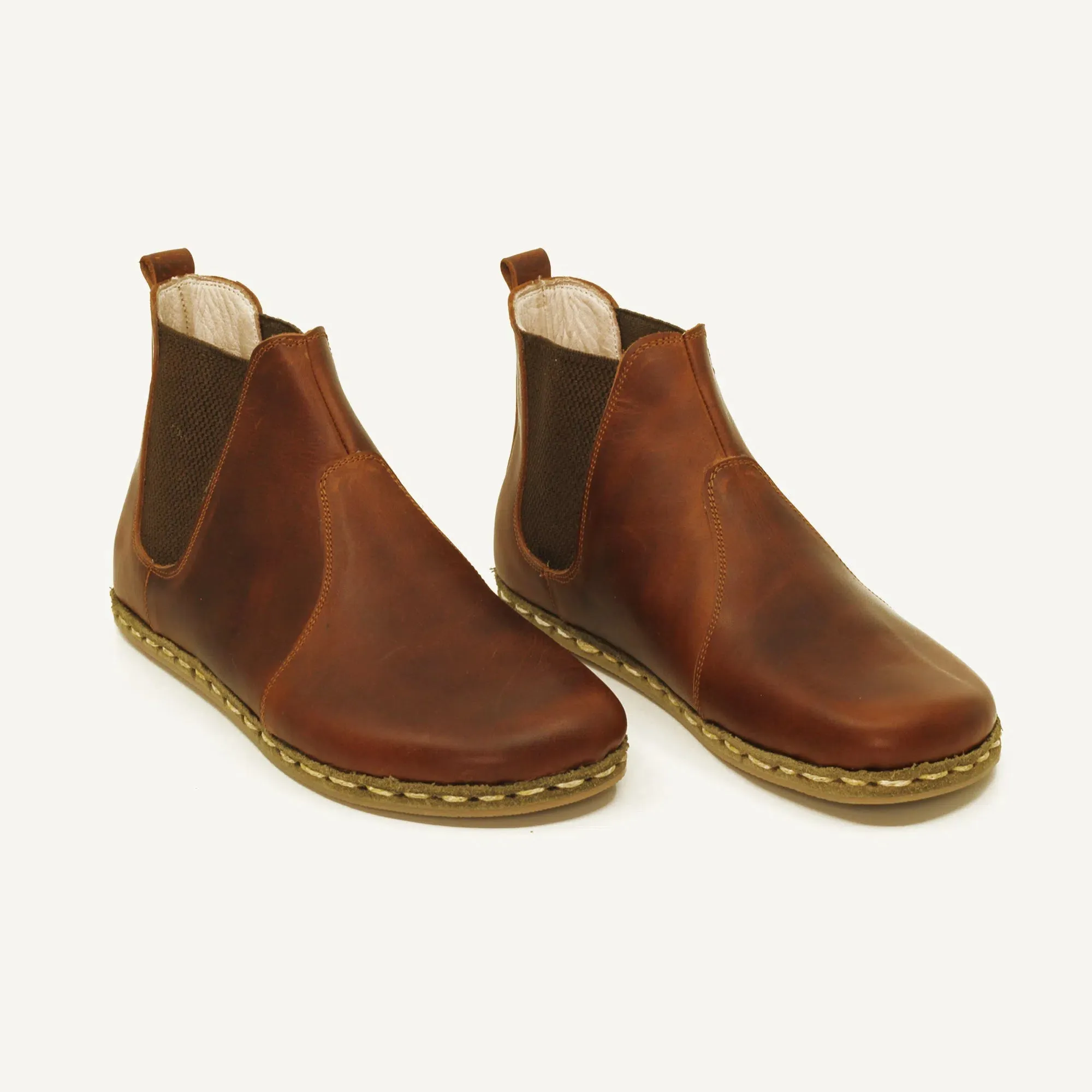 Chelsea Boots Handmade Brown Barefoot Women's