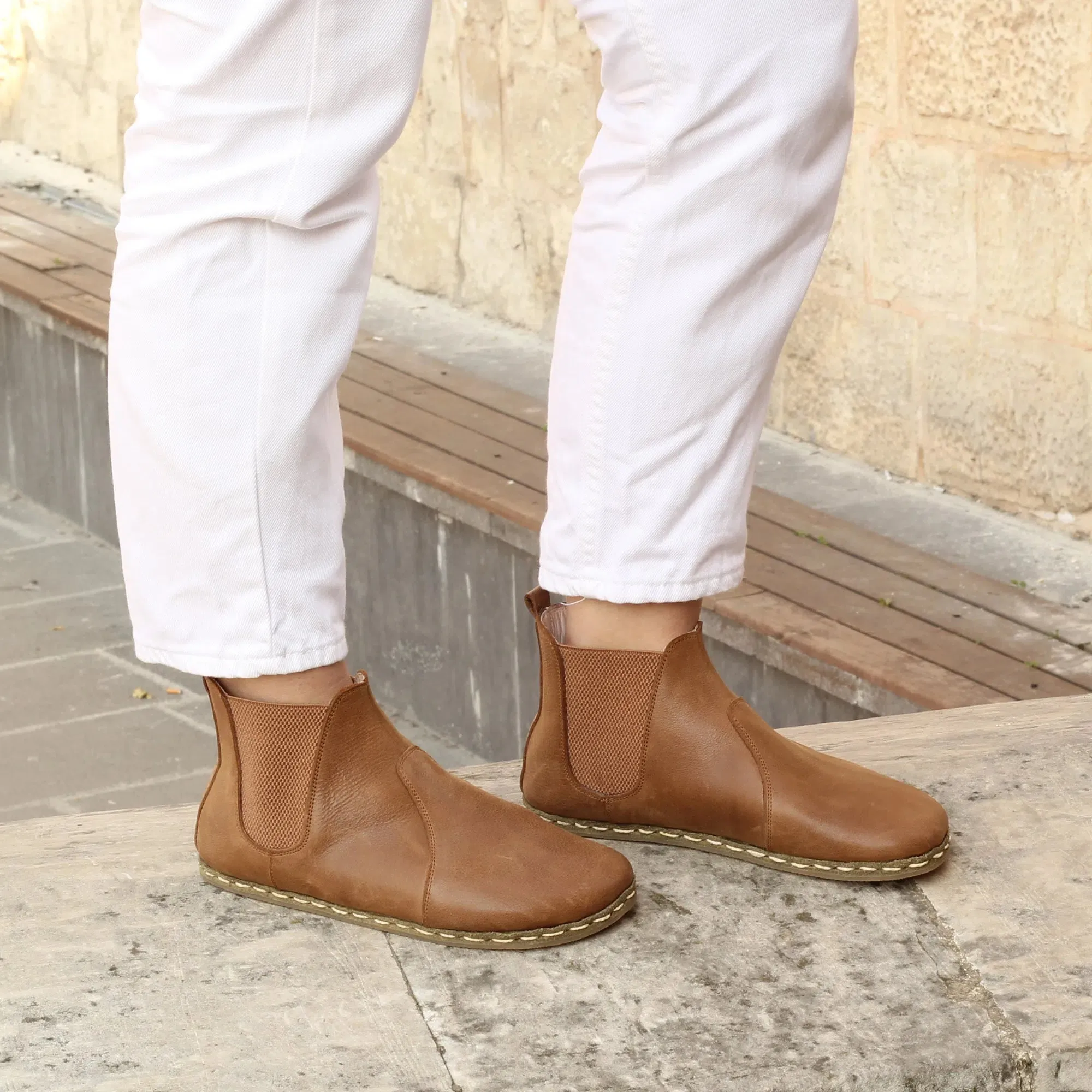 Chelsea Boots Handmade Matte Brown Barefoot Women's