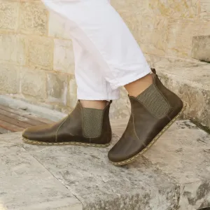 Chelsea Boots Handmade Military Green Barefoot Women's