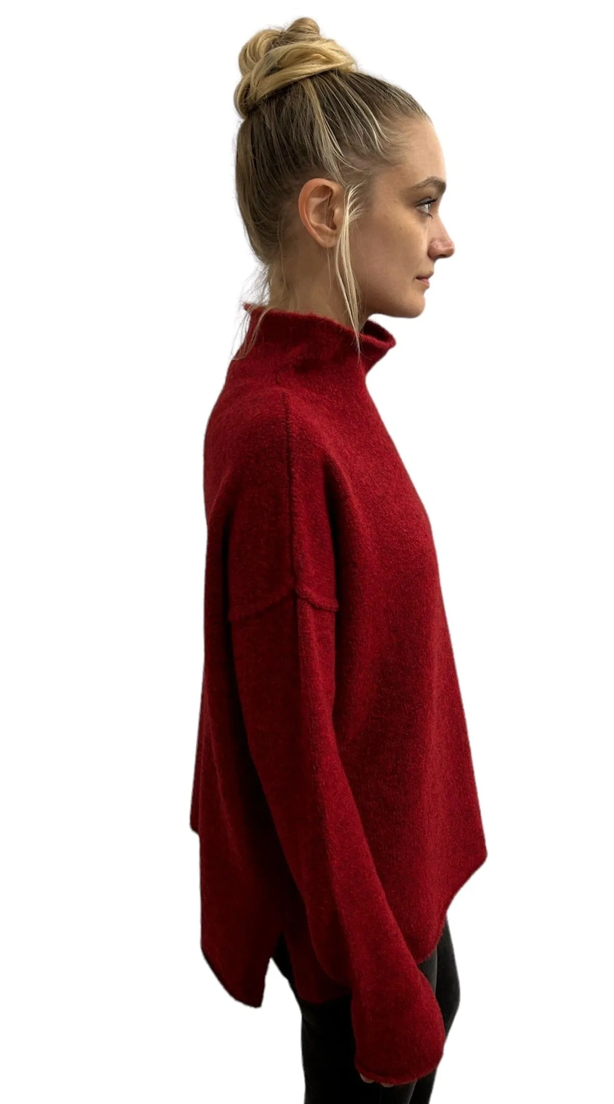 Chimney Neck Sweater Red