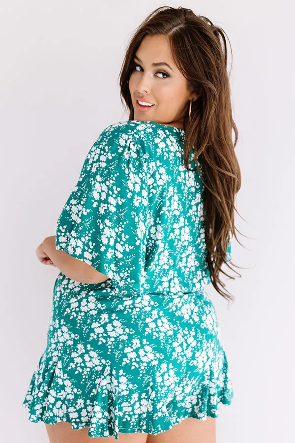 Cocktails and Cabanas Romper In Jade   Curves