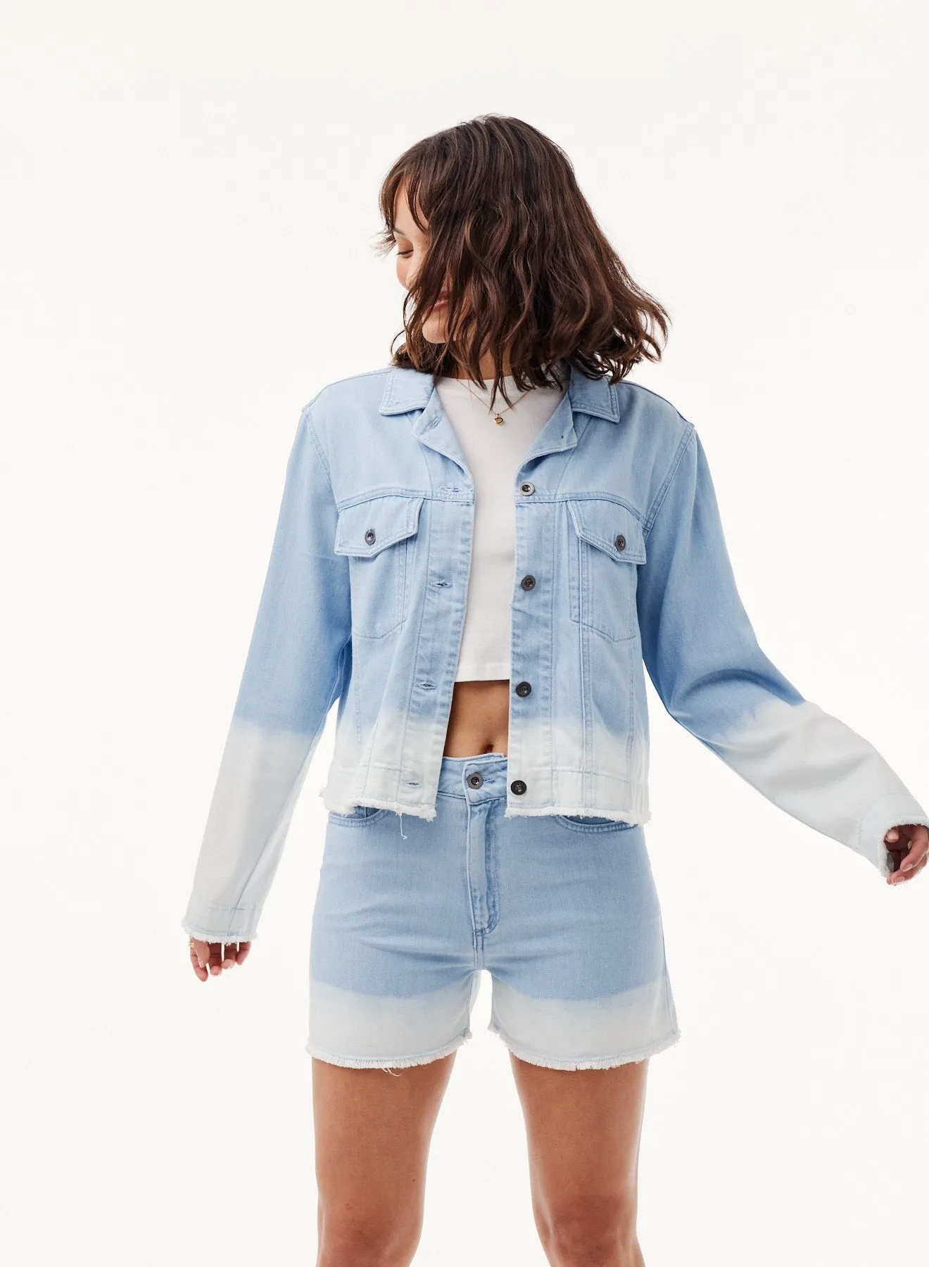 Coco Cut-Off Jean Jacket - Bleach Out Dip  Wash