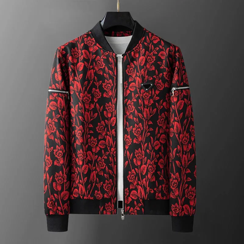 Contrasting Floral Printing Pattern Jacket